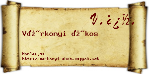 Várkonyi Ákos névjegykártya